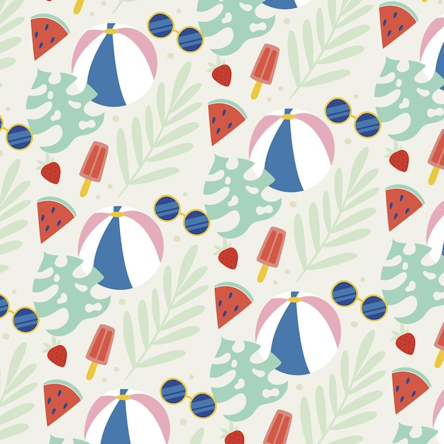 Free vector hand drawn summer pattern