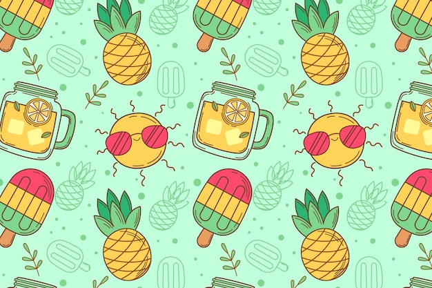 Hand drawn summer pattern