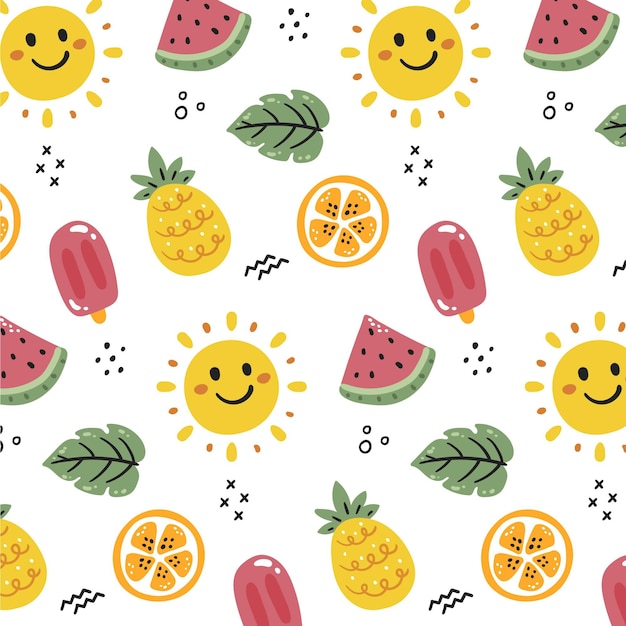 Hand drawn summer pattern