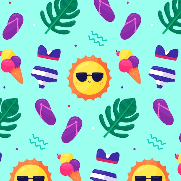 Hand drawn summer pattern