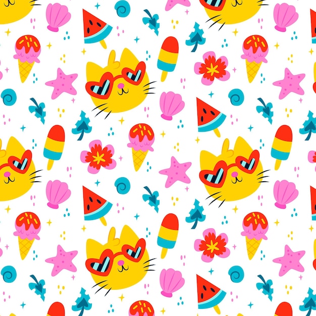 Hand drawn summer pattern