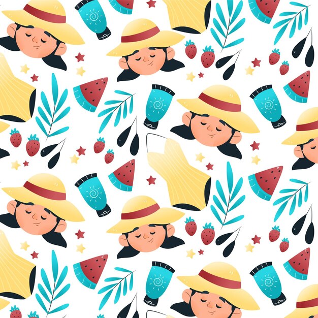 Hand drawn summer pattern