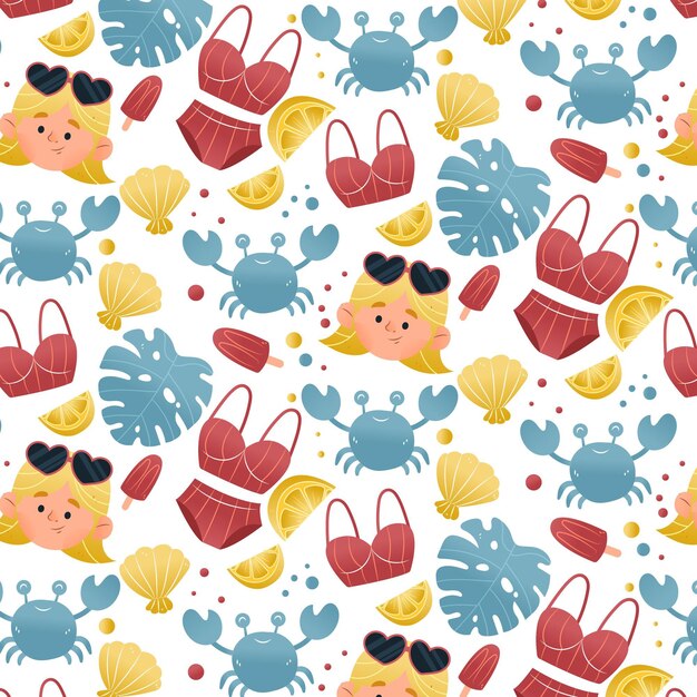 Hand drawn summer pattern