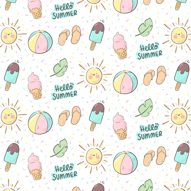 Hand drawn summer pattern