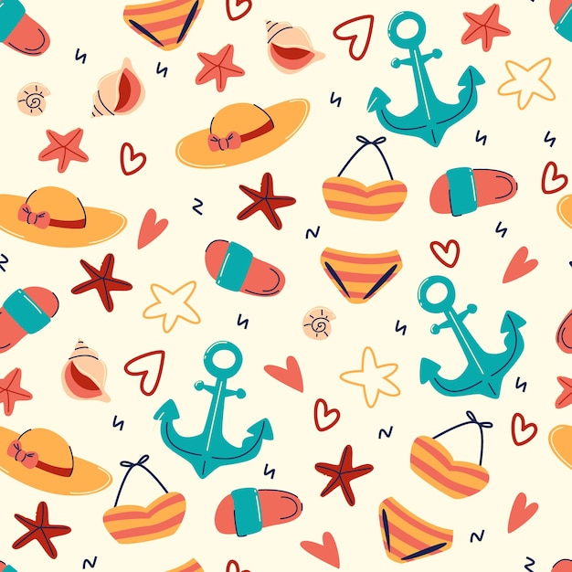 Hand drawn summer pattern