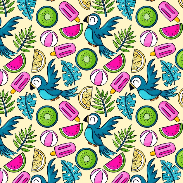 Hand drawn summer pattern