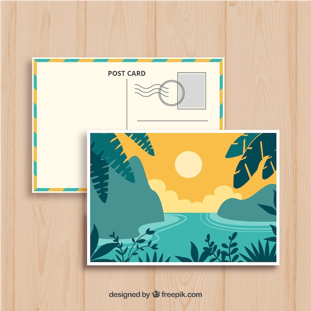 Free Vector hand drawn summer post card template with rocks