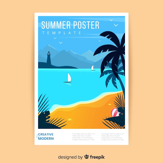 Free Vector hand drawn summer poster template