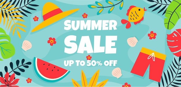 Hand drawn summer sale banner