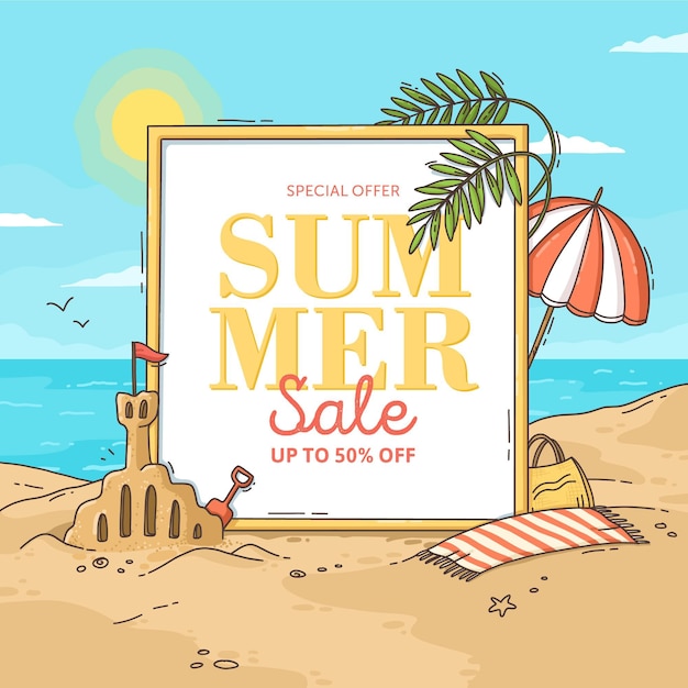 Hand drawn summer sale illustration