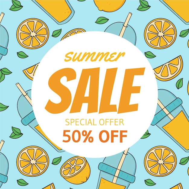 Free Vector hand drawn summer sale illustration