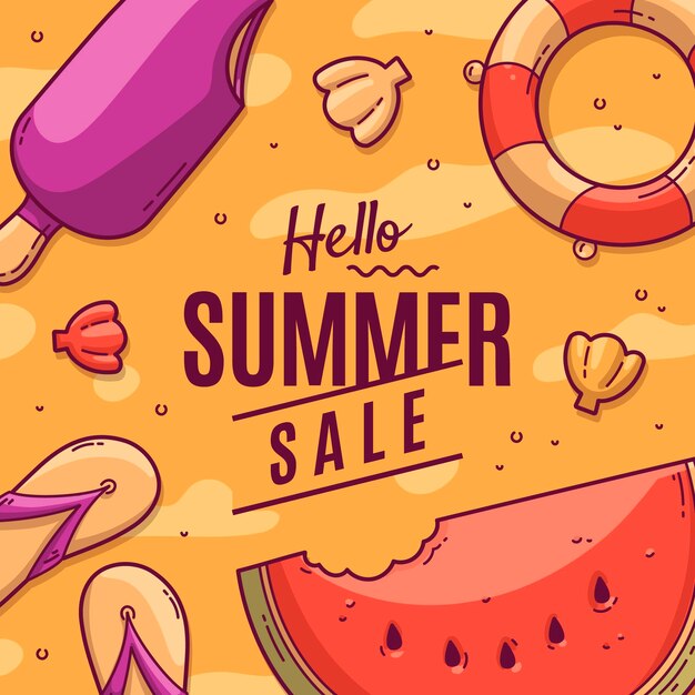 Hand drawn summer sale illustration