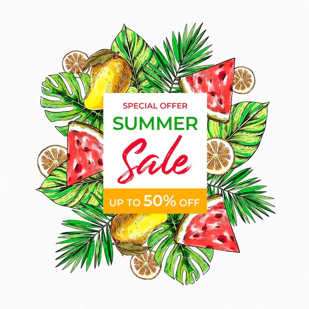 Hand drawn summer sale illustration