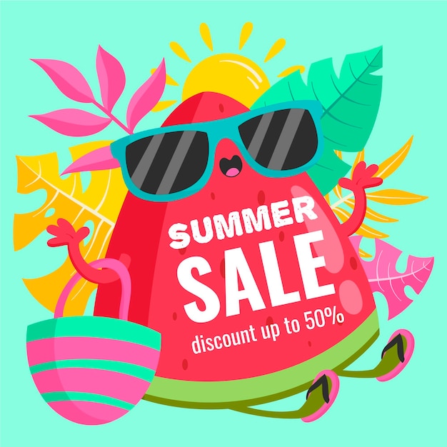 Free Vector hand-drawn summer sale style