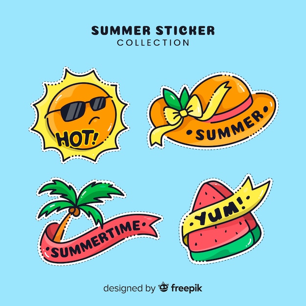 Hand drawn summer sticker collection