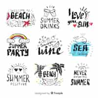 Free vector hand drawn summer stickers set