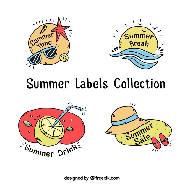 Hand drawn summer stickers