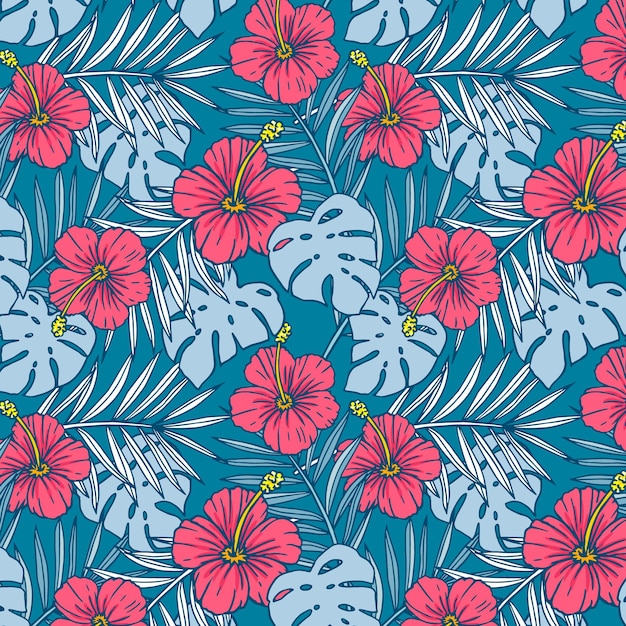 Hand drawn summer tropical pattern