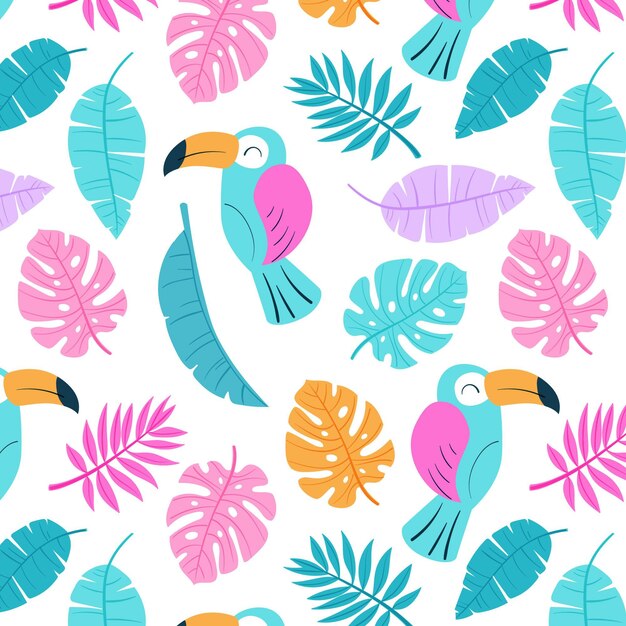 Hand drawn summer tropical pattern