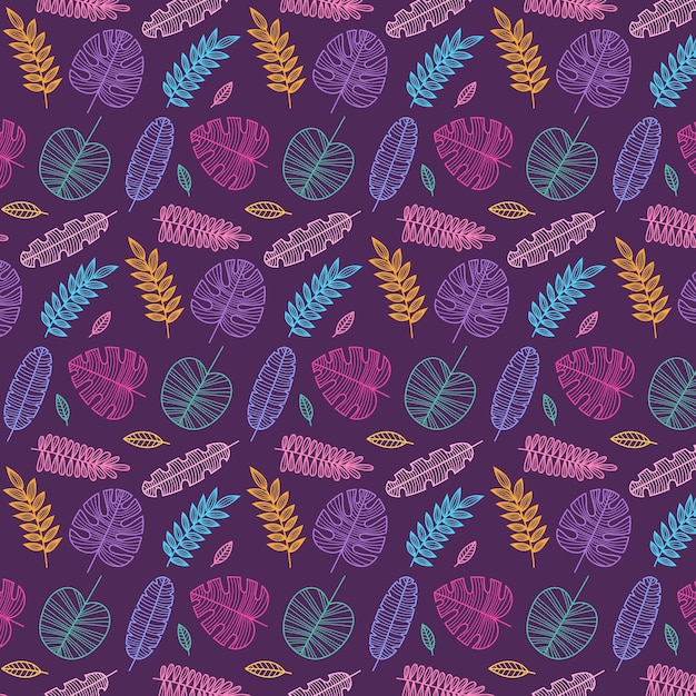 Hand drawn summer tropical pattern