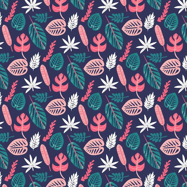 Hand drawn summer tropical pattern