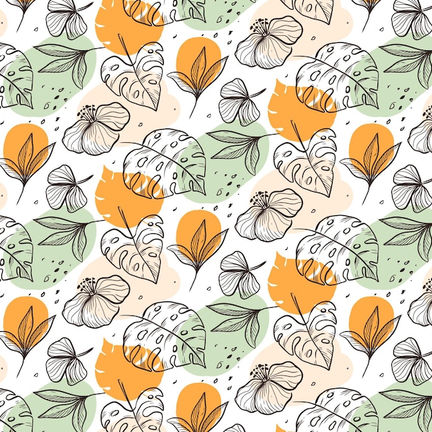 Hand drawn summer tropical pattern