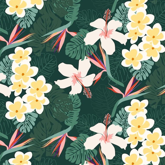 Hand drawn summer tropical pattern