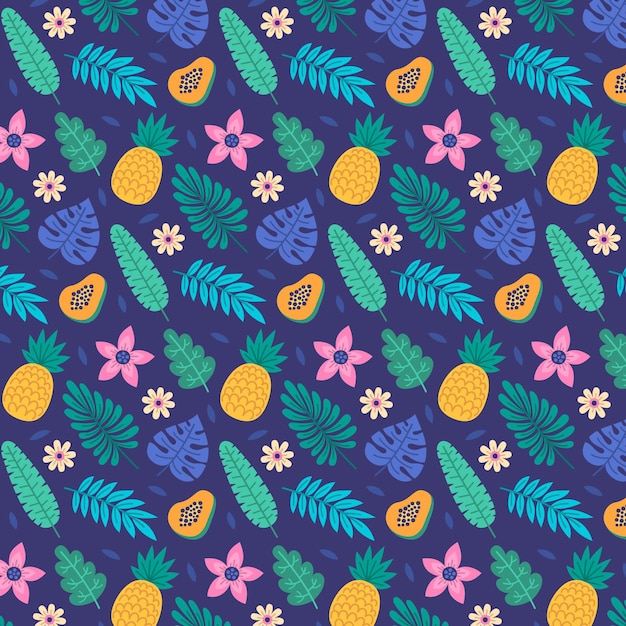 Free Vector hand drawn summer tropical pattern