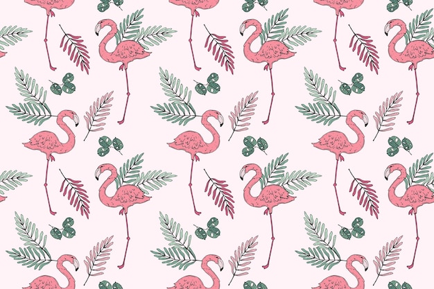 Hand drawn summer tropical pattern