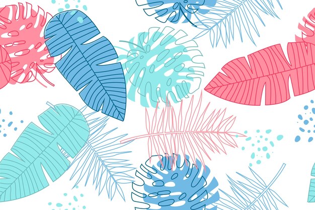 Hand drawn summer tropical pattern