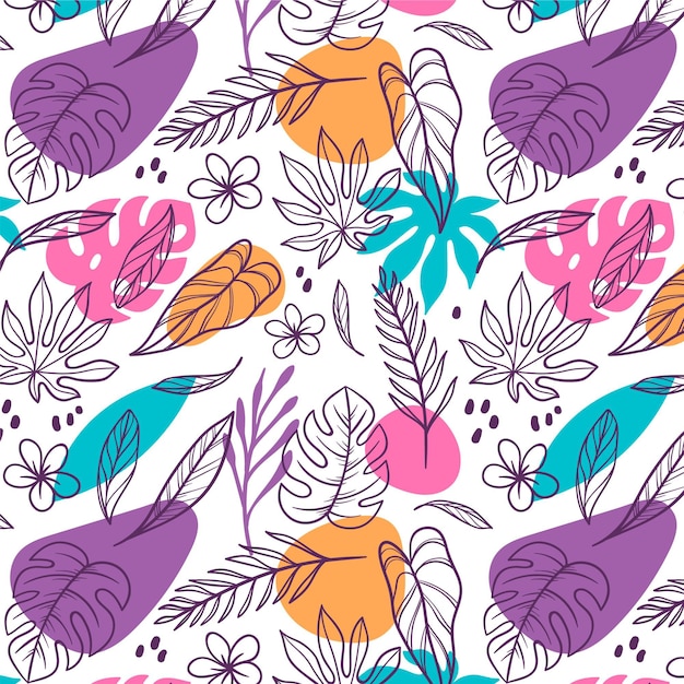 Free vector hand drawn summer tropical pattern