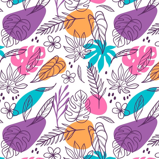 Hand drawn summer tropical pattern