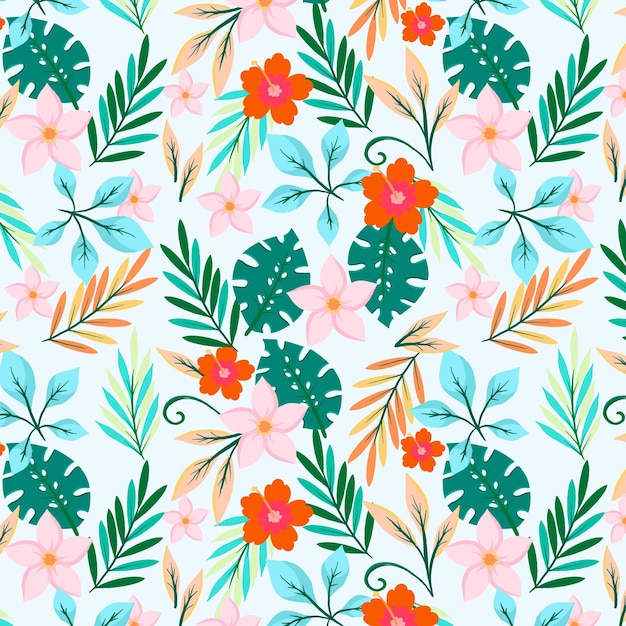 Hand drawn summer tropical pattern