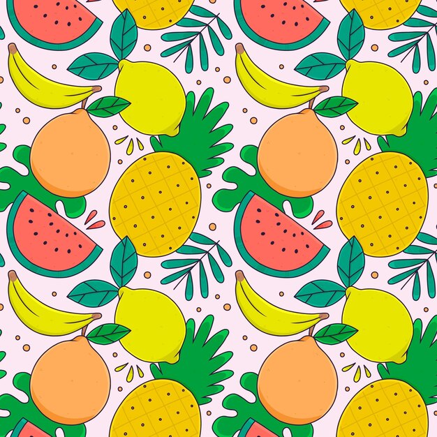 Hand drawn summer tropical pattern