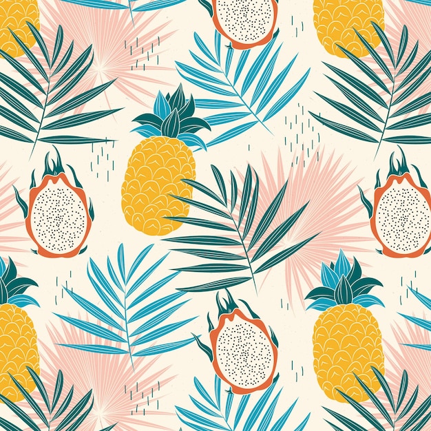 Free Vector hand drawn summer tropical pattern