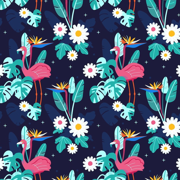 Hand drawn summer tropical pattern