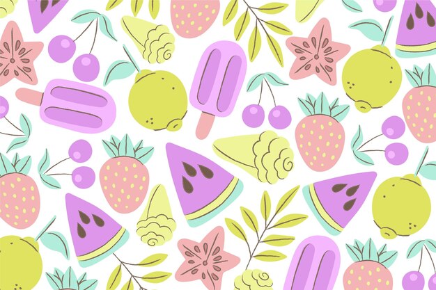 Hand-drawn summer wallpaper theme