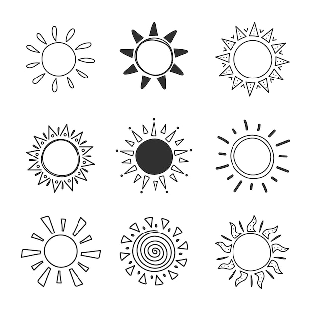 Free vector hand drawn sun doodle illustration