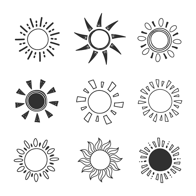 Free vector hand drawn sun doodle illustration