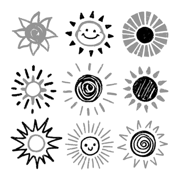 Free Vector hand drawn sun drawing illustration