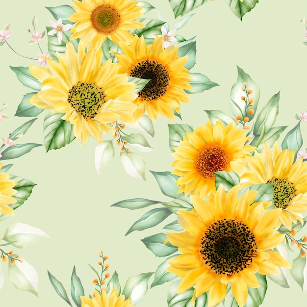 hand drawn sun flower seamless pattern design