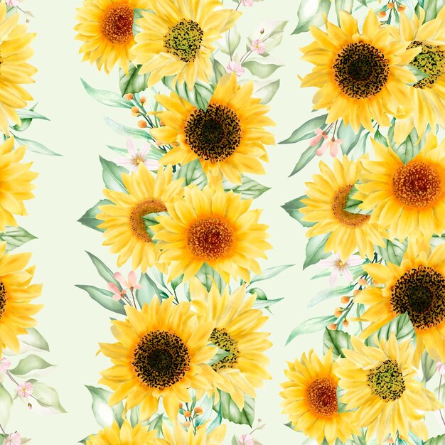 hand drawn sun flower seamless pattern design