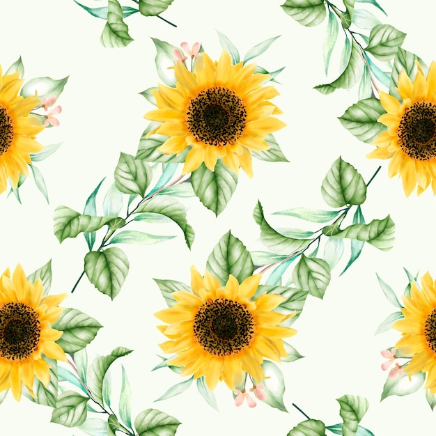 Free vector hand drawn sun flower seamless pattern design