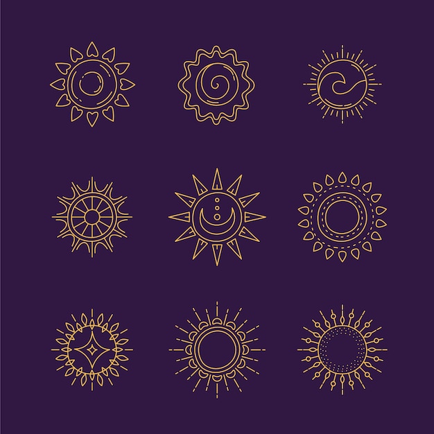 Hand drawn sun outline illustration