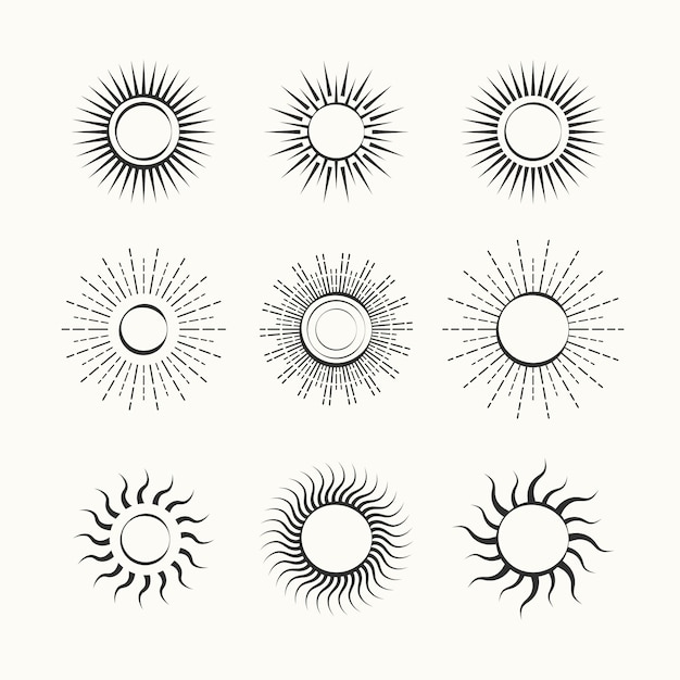 Hand drawn sun outline illustration