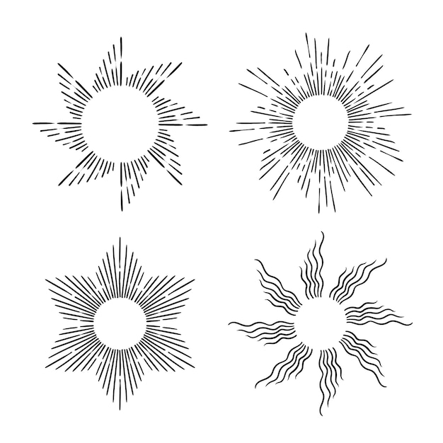 Hand drawn sun outline illustration