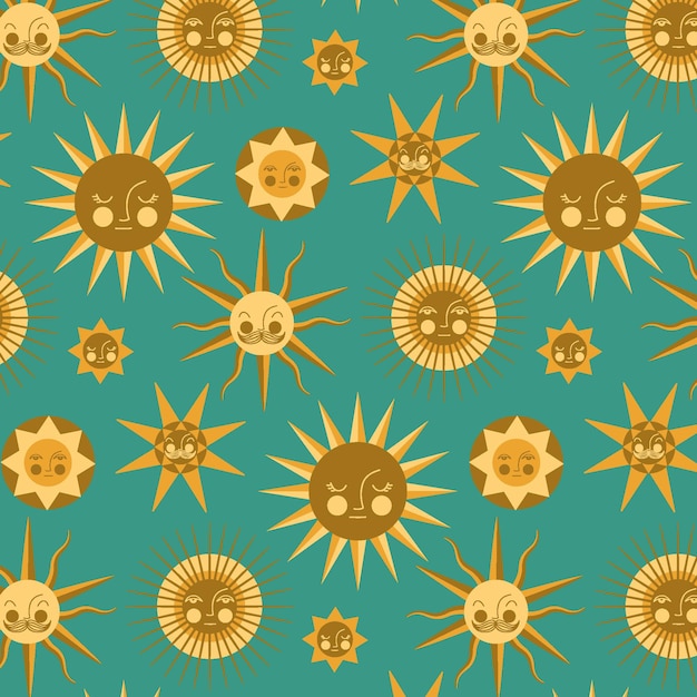 Free Vector hand drawn sun pattern