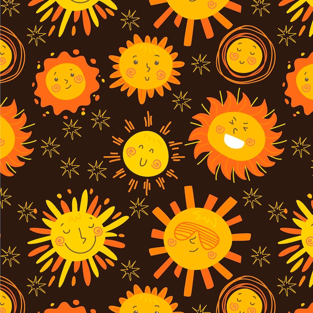 Free Vector hand drawn sun pattern