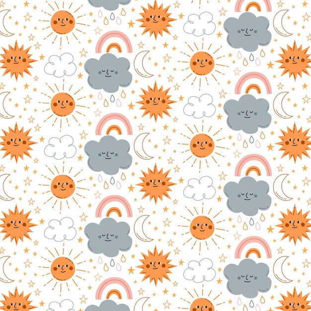 Hand drawn sun pattern