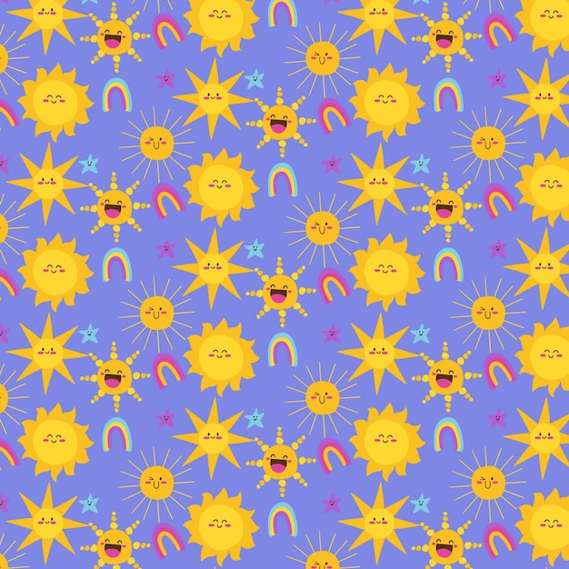 Hand drawn sun pattern